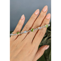 6.83&nbsp;Ct.Tw.Total Carat Weight Multi Color Crystal Opal (Jelly Opal) and Green (Lime Green) Peridot Bezel Bracelet, Silver Life Style