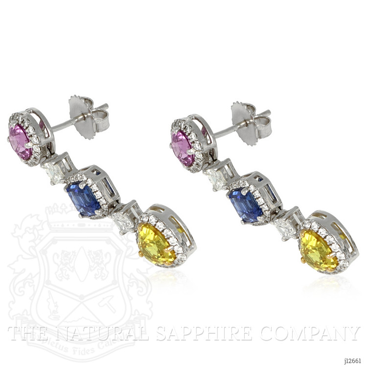 5.31 Ct.Tw. Mixed Sapphire and Natural Diamond Pave Earrings, 18K White & Yellow