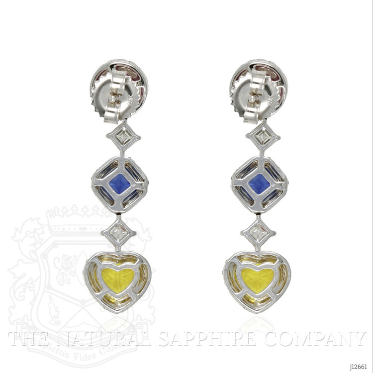 5.31 Ct.Tw. Mixed Sapphire and Natural Diamond Pave Earrings, 18K White & Yellow