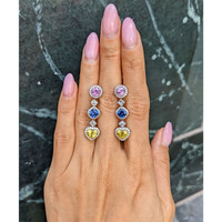 5.31&nbsp;Ct.Tw.Total Carat Weight Mixed Sapphire and Natural Diamond Pave Earrings, 18K White & Yellow Life Style