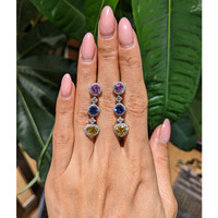5.31&nbsp;Ct.Tw.Total Carat Weight Mixed Sapphire and Natural Diamond Pave Earrings, 18K White & Yellow Life Style