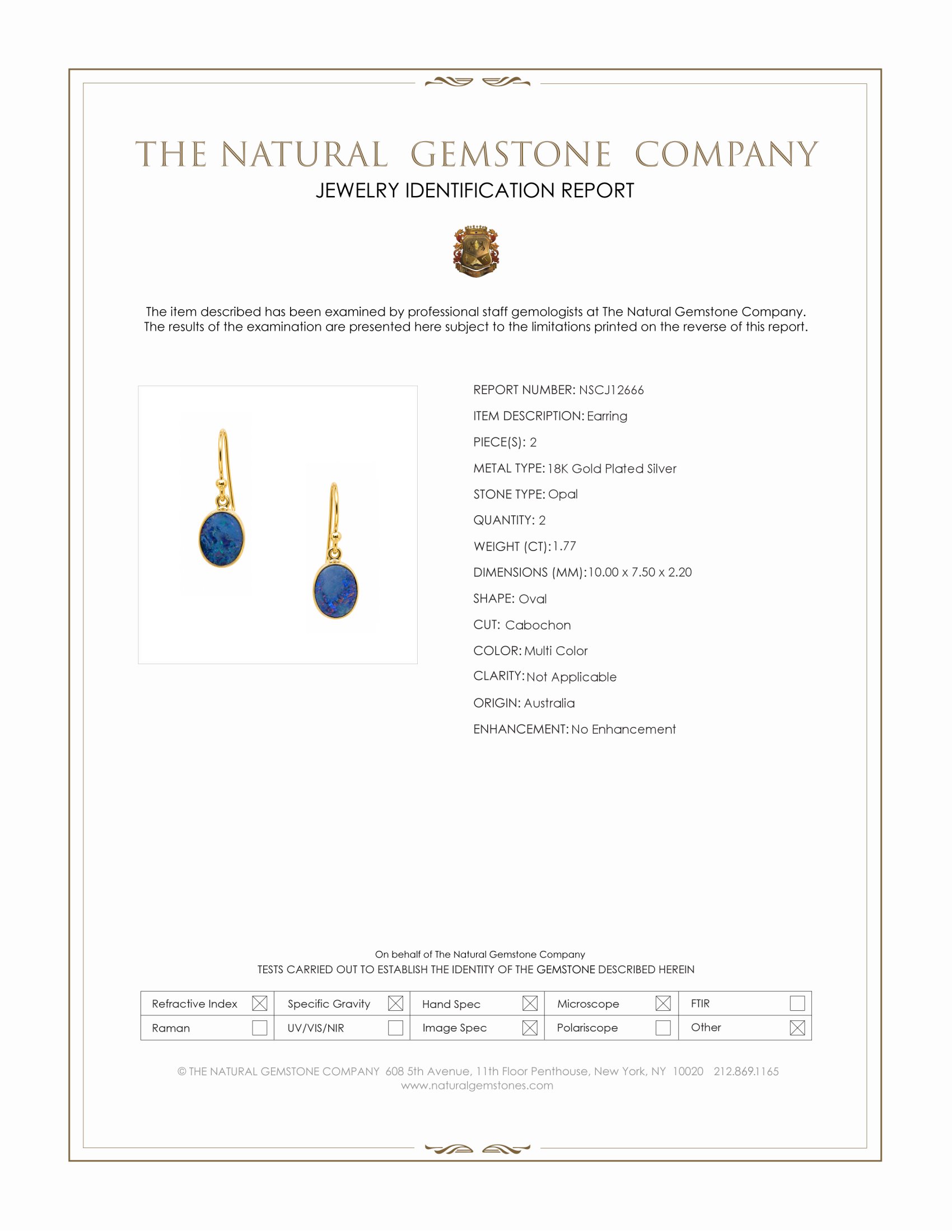 1.77 Ct.Tw. Multi Color Opal Bezel Earrings, 18K Gold Plated Silver