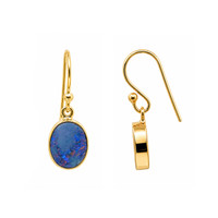 1.77&nbsp;Ct.Tw.Total Carat Weight Multi Color Opal Bezel Earrings, 18K Gold Plated Silver Image