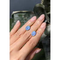 1.77 Ct.Tw.Total Carat Weight Multi Color Opal Bezel Earrings, 18K Gold Plated Silver Life Style