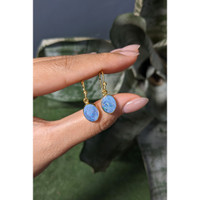 1.77&nbsp;Ct.Tw.Total Carat Weight Multi Color Opal Bezel Earrings, 18K Gold Plated Silver Life Style