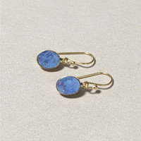 1.77&nbsp;Ct.Tw.Total Carat Weight Multi Color Opal Bezel Earrings, 18K Gold Plated Silver Life Style