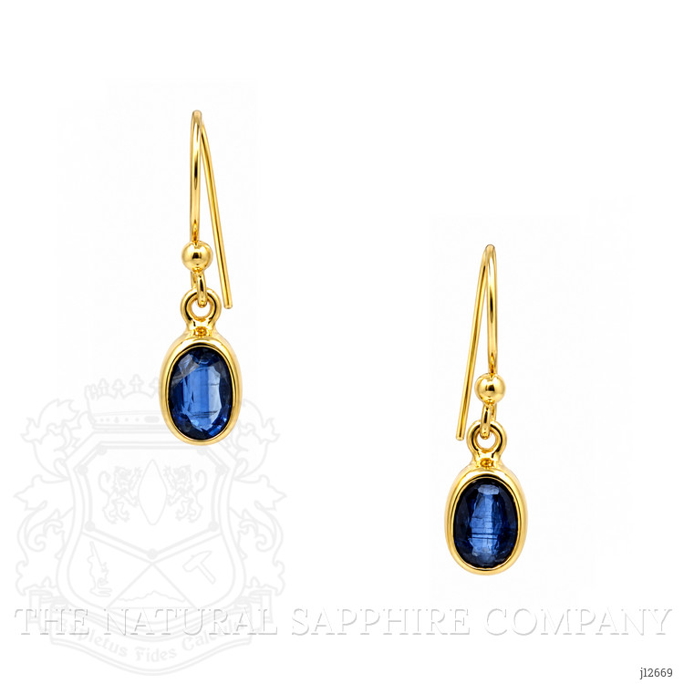 1.69 Ct.Tw. Blue Kyanite Drops Earrings, 18K Gold Plated Silver