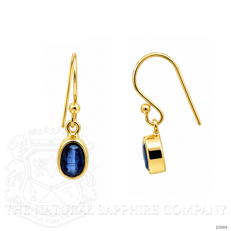 1.69 Ct.Tw. Blue Kyanite Drops Earrings, 18K Gold Plated Silver