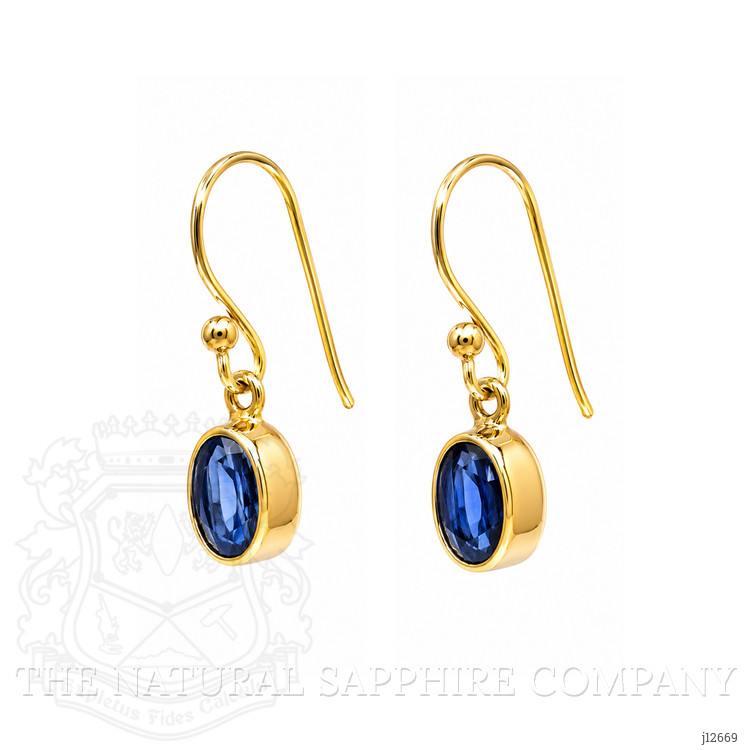 1.69 Ct.Tw. Blue Kyanite Drops Earrings, 18K Gold Plated Silver