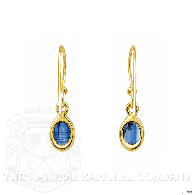 1.69 Ct.Tw. Blue Kyanite Drops Earrings, 18K Gold Plated Silver