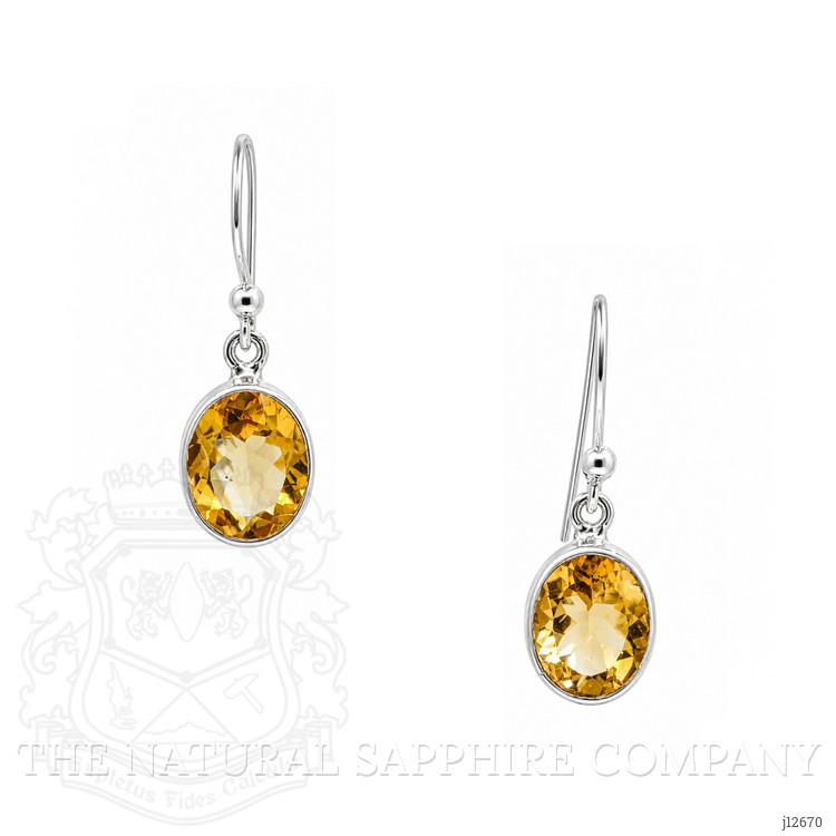 4.18 Ct.Tw. Yellow Citrine Bezel Earrings, Silver