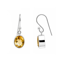 4.18 Ct.Tw.Total Carat Weight Yellow Citrine Bezel Earrings, Silver Image