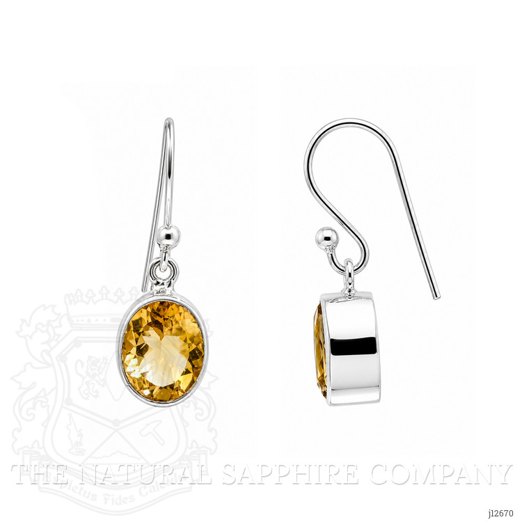 4.18 Ct.Tw. Yellow Citrine Bezel Earrings, Silver