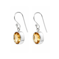 4.18 Ct.Tw.Total Carat Weight Yellow Citrine Bezel Earrings, Silver Image