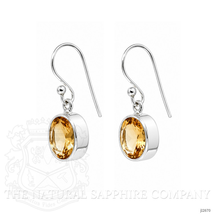 4.18 Ct.Tw. Yellow Citrine Bezel Earrings, Silver