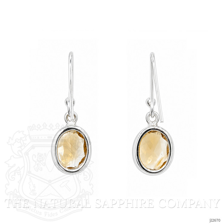 4.18 Ct.Tw. Yellow Citrine Bezel Earrings, Silver
