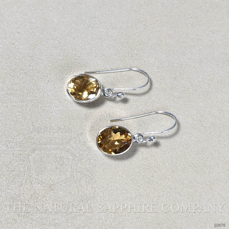 4.18 Ct.Tw. Yellow Citrine Bezel Earrings, Silver