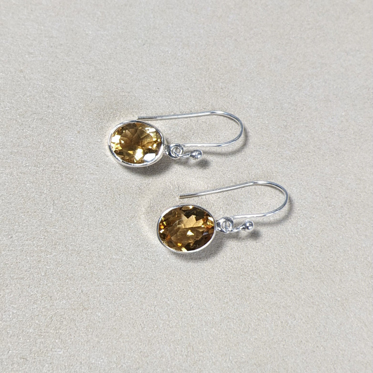 4.18 Ct.Tw. Yellow Citrine Bezel Earrings, Silver