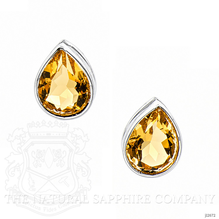 1.55 Ct.Tw. Yellow Citrine Studs Earrings, Silver