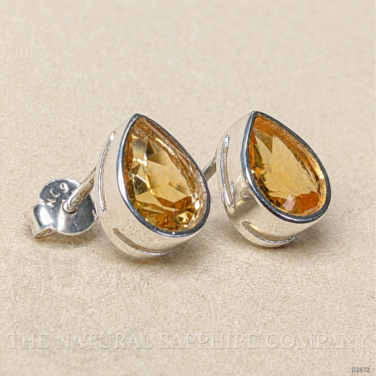 1.55 Ct.Tw. Yellow Citrine Studs Earrings, Silver