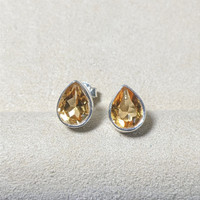1.55&nbsp;Ct.Tw.Total Carat Weight Yellow Citrine Studs Earrings, Silver Life Style