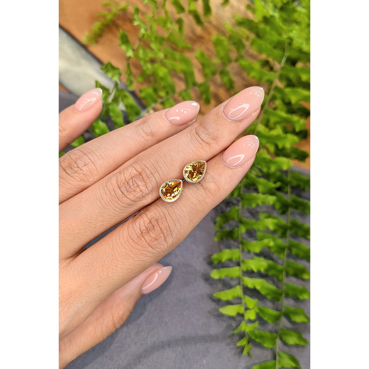 1.55 Ct.Tw. Yellow Citrine Studs Earrings, Silver