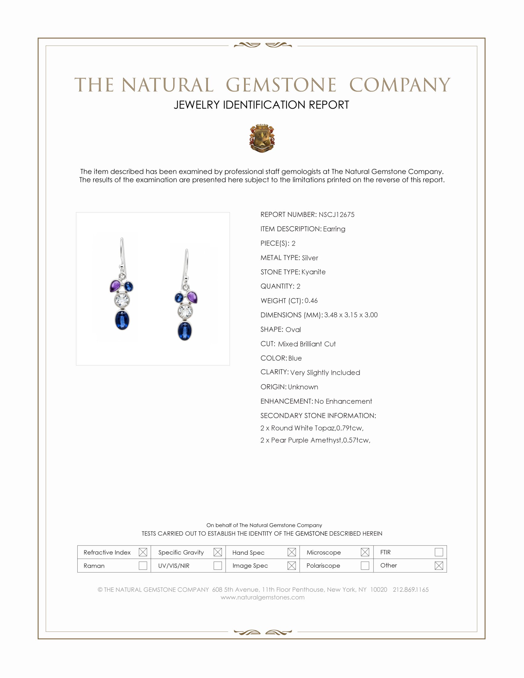 0.46 Ct.Tw. Blue Kyanite, White Topaz and Purple Amethyst Bezel Earrings, Silver