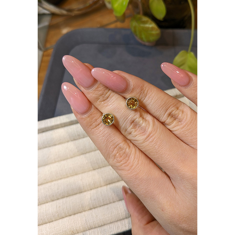 1.27 Ct.Tw. Yellow Citrine Studs Earrings, Silver