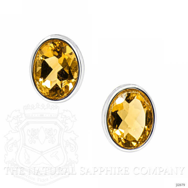 1.98 Ct.Tw. Yellow Citrine Studs Earrings, Silver