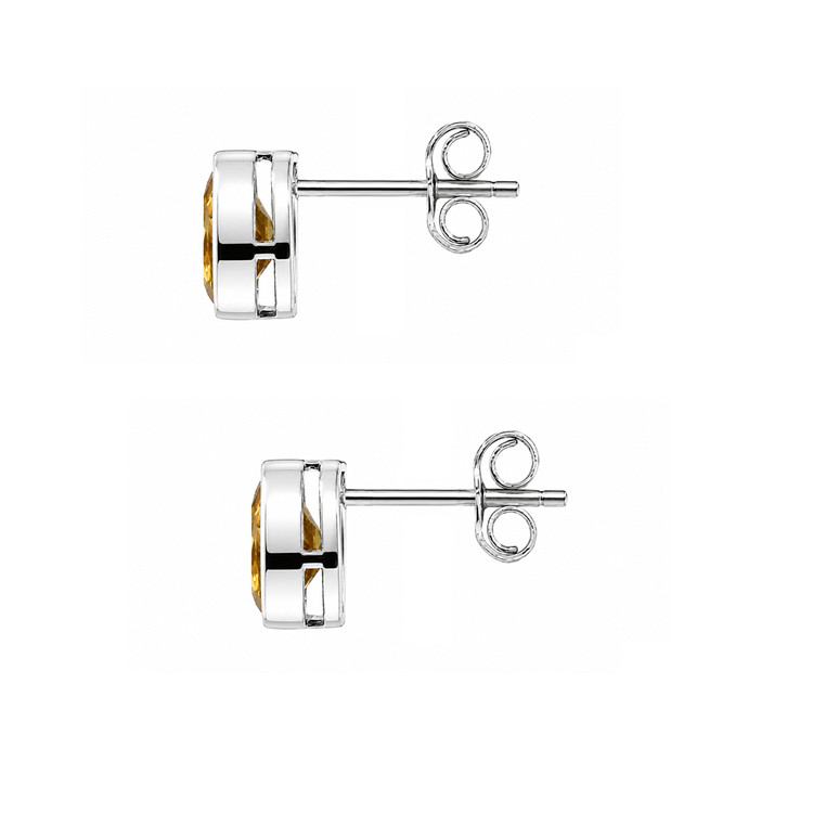 1.98 Ct.Tw. Yellow Citrine Studs Earrings, Silver