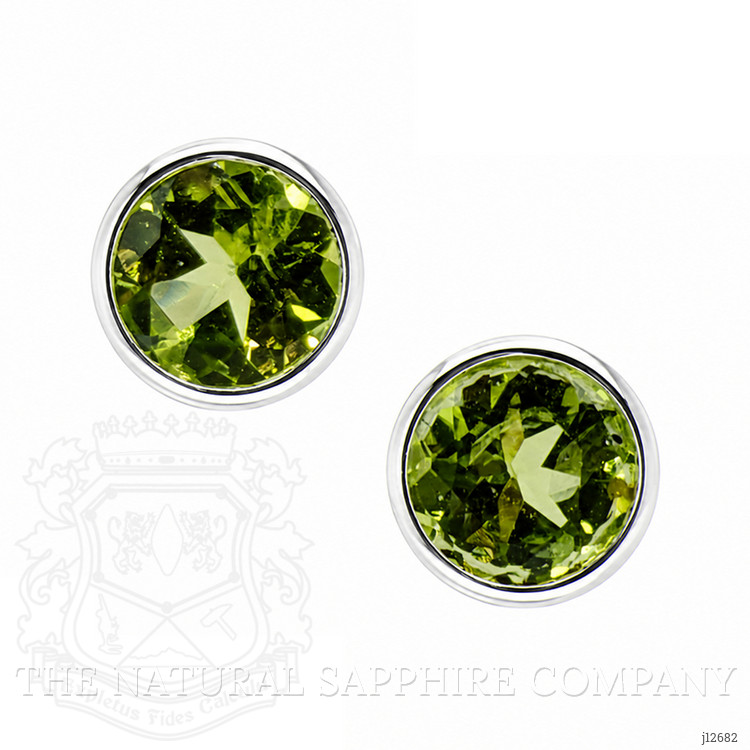 1.68 Ct.Tw. Green (Lime Green) Peridot Studs Earrings, Silver