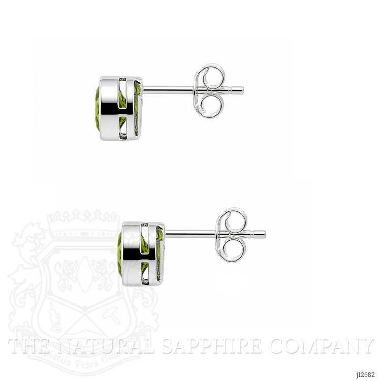 1.68 Ct.Tw. Green (Lime Green) Peridot Studs Earrings, Silver