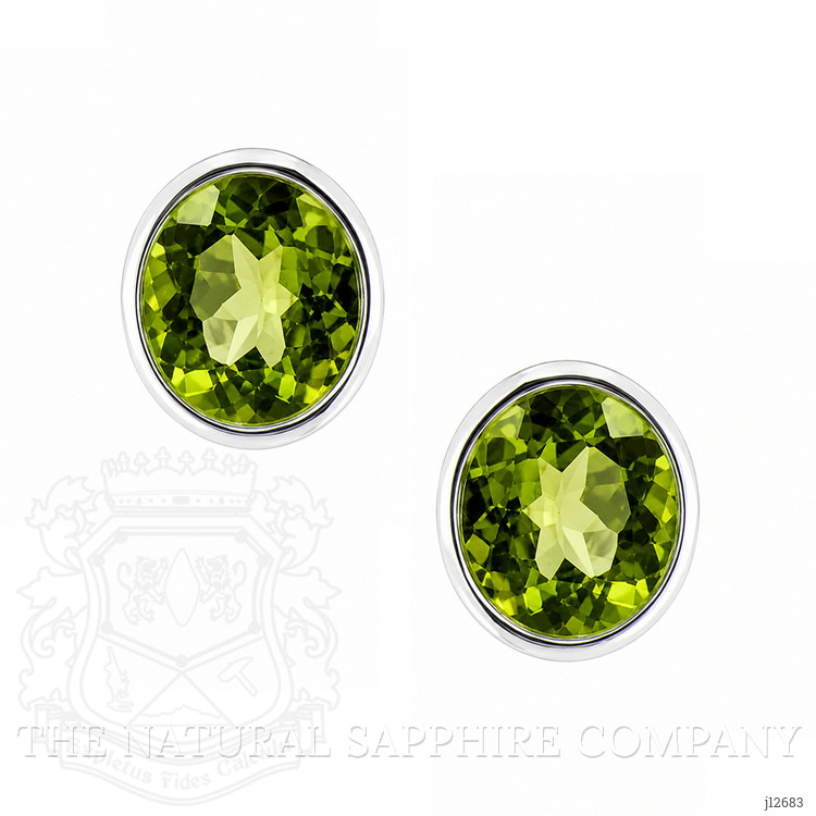 1.62 Ct.Tw. Green (Lime Green) Peridot Studs Earrings, Silver