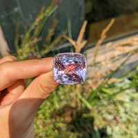 41.73 Ct. Pink Kunzite and Natural Diamond Halo Ring, 14K White Gold Life Style