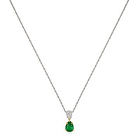 1.18 Ct. Emerald and Natural Diamond Accent Stones Pendant, Platinum & 18K Yellow Image