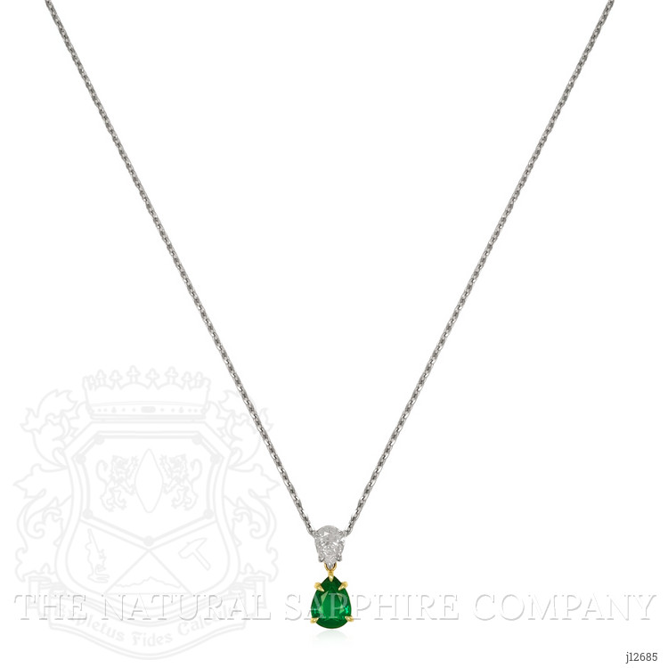1.18 Ct. Emerald and Natural Diamond Accent Stones Pendant, Platinum & 18K Yellow