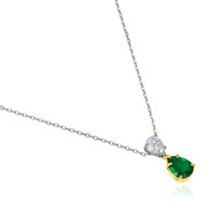 1.18 Ct. Emerald and Natural Diamond Accent Stones Pendant, Platinum & 18K Yellow Image