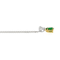 1.18 Ct. Emerald and Natural Diamond Accent Stones Pendant, Platinum & 18K Yellow Image