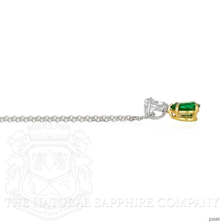1.18 Ct. Emerald and Natural Diamond Accent Stones Pendant, Platinum & 18K Yellow