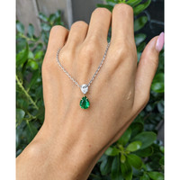 1.18 Ct. Emerald and Natural Diamond Accent Stones Pendant, Platinum & 18K Yellow Life Style