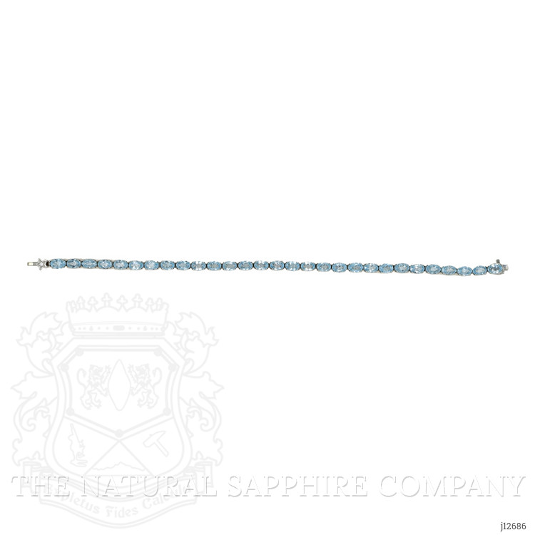 11.89 Ct.Tw. Blue Aquamarine and Natural Diamond Tennis/Line Bracelet, 18K White Gold
