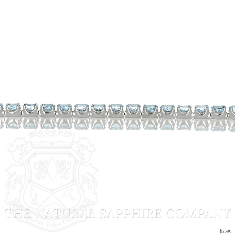 11.89 Ct.Tw. Blue Aquamarine and Natural Diamond Tennis/Line Bracelet, 18K White Gold