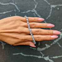 11.89&nbsp;Ct.Tw.Total Carat Weight Blue Aquamarine and Natural Diamond Tennis/Line Bracelet, 18K White Gold Life Style