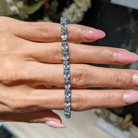 11.89 Ct.Tw.Total Carat Weight Blue Aquamarine and Natural Diamond Tennis/Line Bracelet, 18K White Gold Life Style