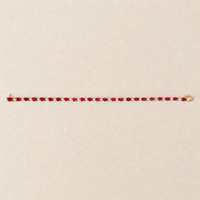 5.77&nbsp;Ct.Tw.Total Carat Weight Ruby and Natural Diamond Tennis/Line Bracelet, 14K Yellow Gold Image
