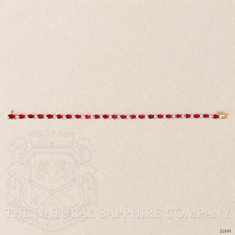5.77 Ct.Tw. Ruby and Natural Diamond Tennis/Line Bracelet, 14K Yellow Gold