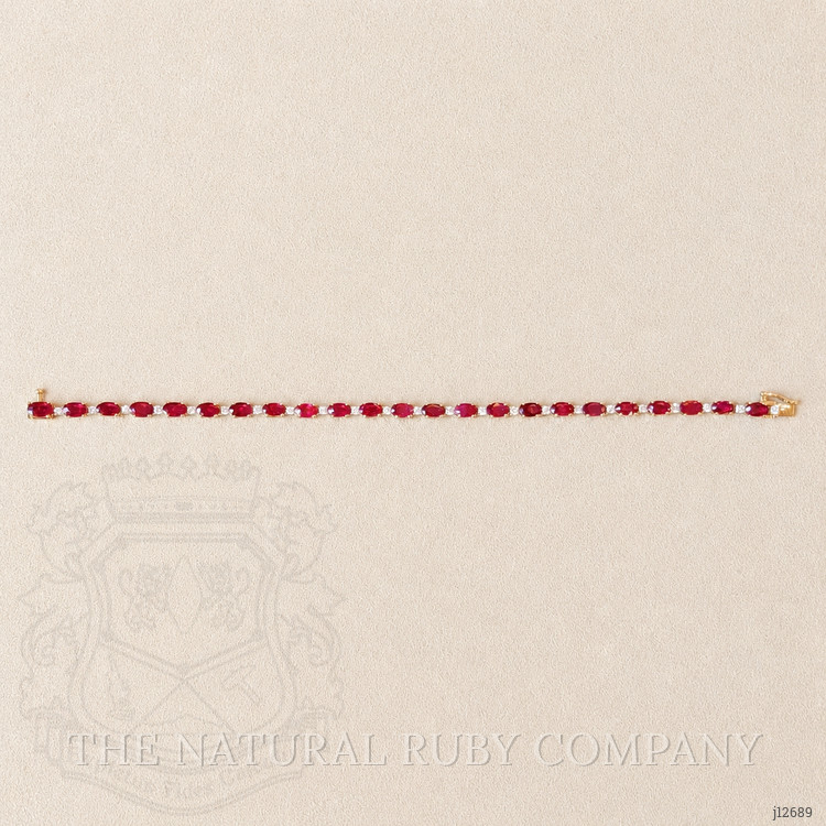 5.77 Ct.Tw. Ruby and Natural Diamond Tennis/Line Bracelet, 14K Yellow Gold