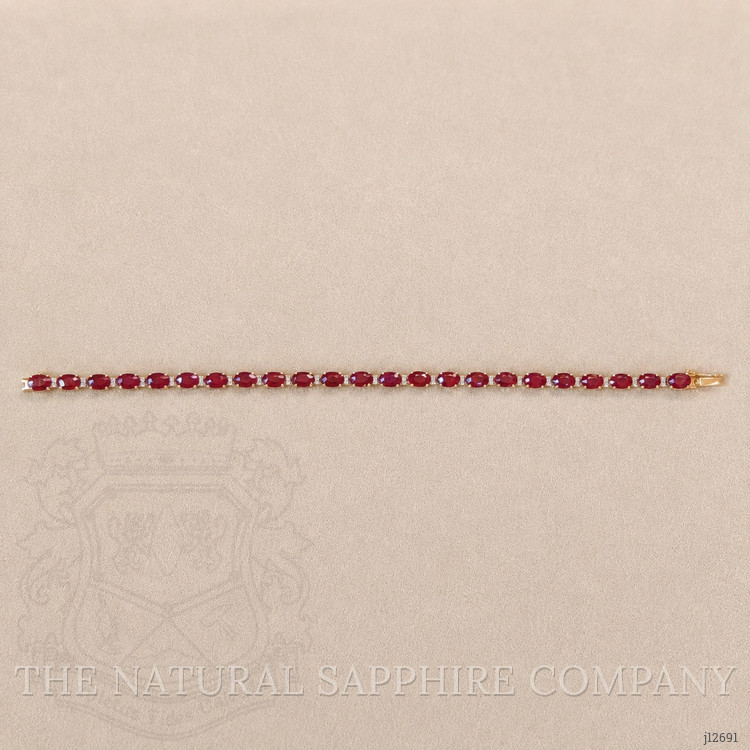 11.77 Ct.Tw. Ruby and Natural Diamond Tennis/Line Bracelet, 14K Yellow Gold