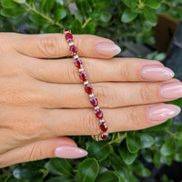 11.77 Ct.Tw.Total Carat Weight Ruby and Natural Diamond Tennis/Line Bracelet, 14K Yellow Gold Life Style