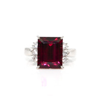 6.70 Ct. Red Garnet and Natural Diamond Pave Ring, Platinum 950 Video